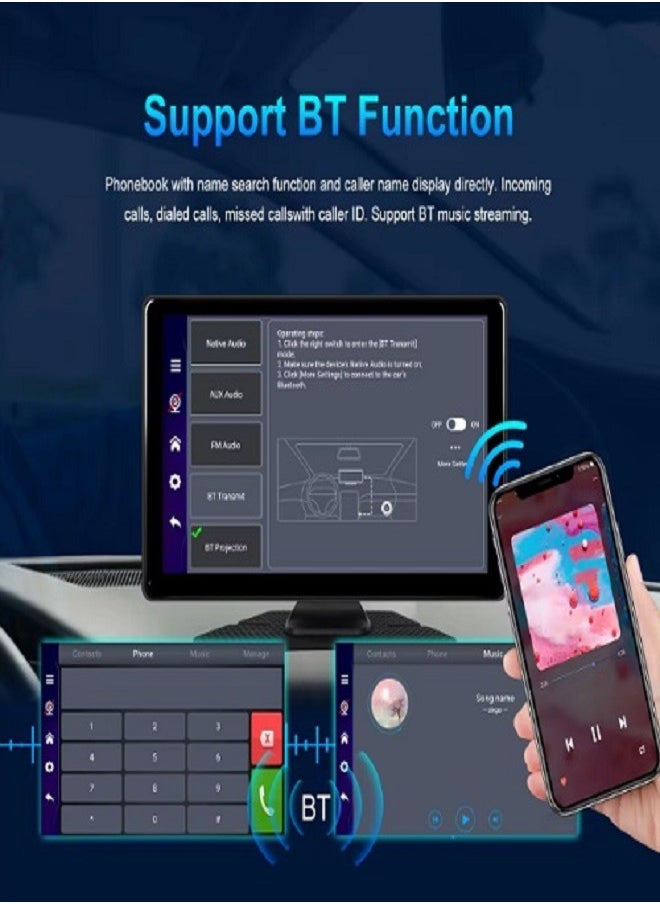شاشة سيارة 9 بوصة بنظام الاندرويد  - تدعم ابل كار بلاي و اندرويد اوتو - 4GB RAM - 64GB ROM محمولة و سهلة التركيب