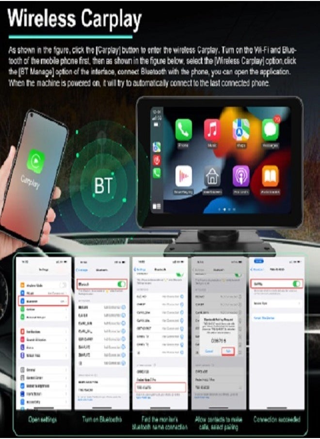شاشة سيارة 9 بوصة بنظام الاندرويد  - تدعم ابل كار بلاي و اندرويد اوتو - 4GB RAM - 64GB ROM محمولة و سهلة التركيب