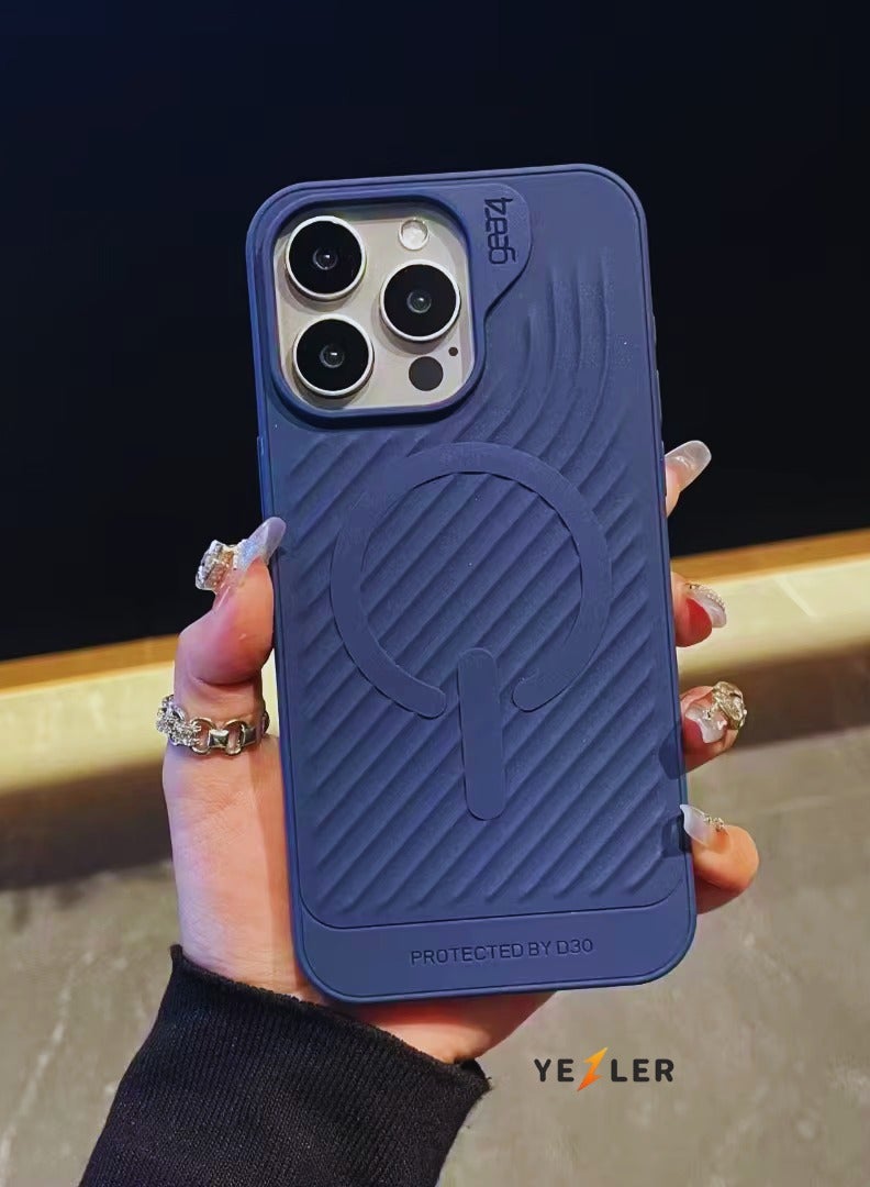 يزلر غطاء مطاطي متوافق مع MagSafe لهاتف iPhone 12 Pro Max – حماية مقاومة للصدمات، بطانة داخلية ناعمة من السيليكون، قبضة مضادة للانزلاق، تصميم نحيف وأنيق باللون الأزرق - Image 1