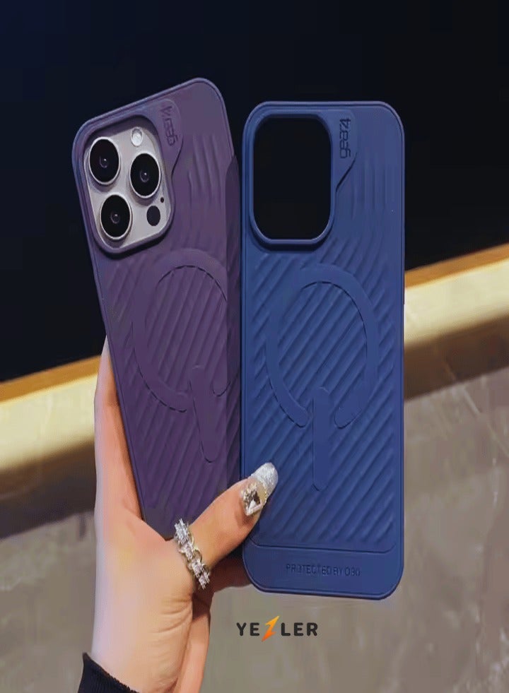 يزلر غطاء مطاطي متوافق مع MagSafe لهاتف iPhone 12 Pro Max – حماية مقاومة للصدمات، بطانة داخلية ناعمة من السيليكون، قبضة مضادة للانزلاق، تصميم نحيف وأنيق باللون الأزرق - Image 2