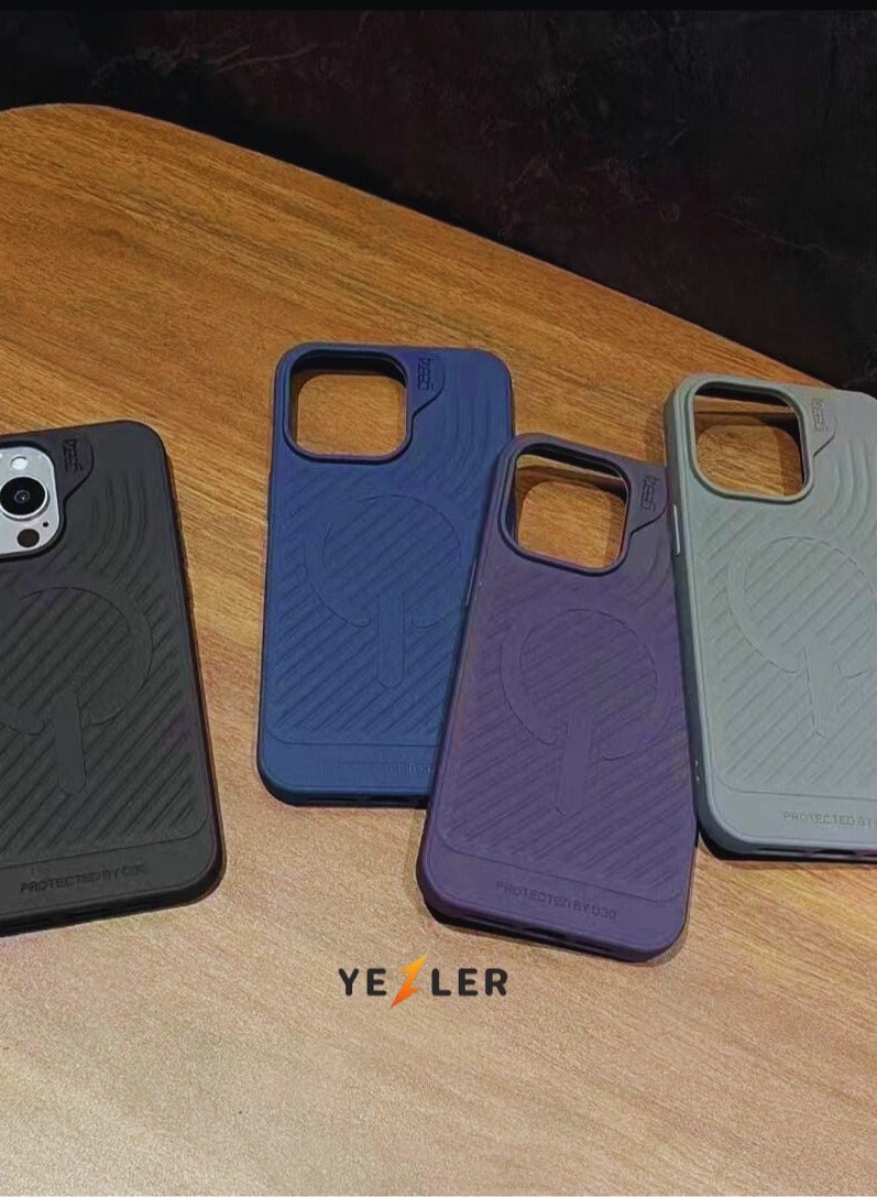 يزلر غطاء مطاطي متوافق مع MagSafe لهاتف iPhone 12 Pro Max – حماية مقاومة للصدمات، بطانة داخلية ناعمة من السيليكون، قبضة مضادة للانزلاق، تصميم نحيف وأنيق باللون الأزرق - Image 4