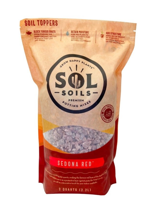 sol soils Sedona Red Soil Topper – Pink Quartz Decorative Rocks for Potted Plants, Succulents, Cactus, Houseplants, and More – Top Dressing for Water Retention & Pest Protection – 2 Quarts - Image 1