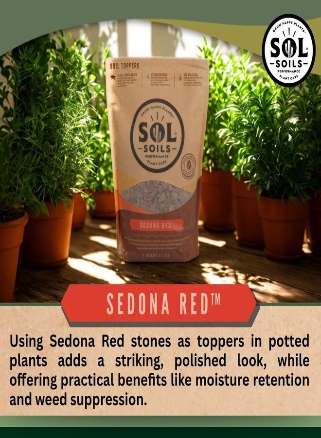 sol soils Sedona Red Soil Topper – Pink Quartz Decorative Rocks for Potted Plants, Succulents, Cactus, Houseplants, and More – Top Dressing for Water Retention & Pest Protection – 2 Quarts - Image 4