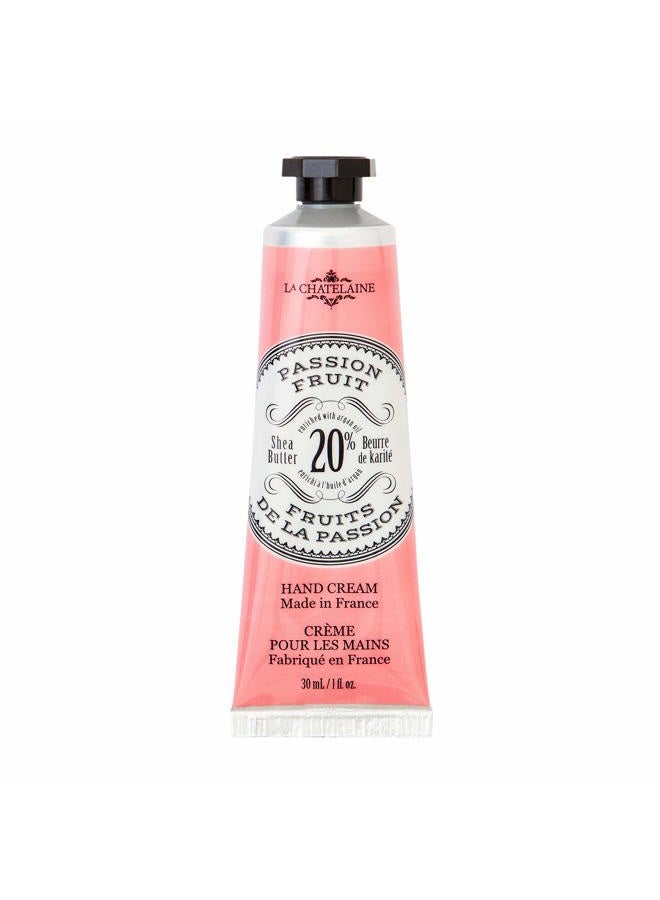 La Chatelaine 20% Shea Butter Hand Cream Passion Fruit Travel Size 1 fl oz with Organic Argan Oil - Moisturizing, Nourishing, Repairing, Non-Greasy Formula, Paraben Free - Image 1