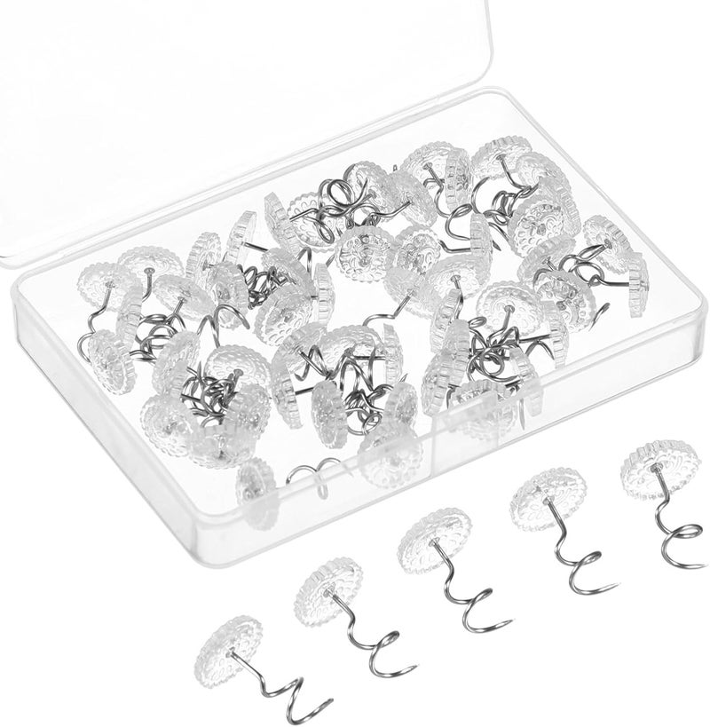 Luxshiny 50pcs Stainless Steel Spiral Nails for Upholstery Bed Sheet Fasteners Quilt Holder Non-Marking Easy to Use - Image 1