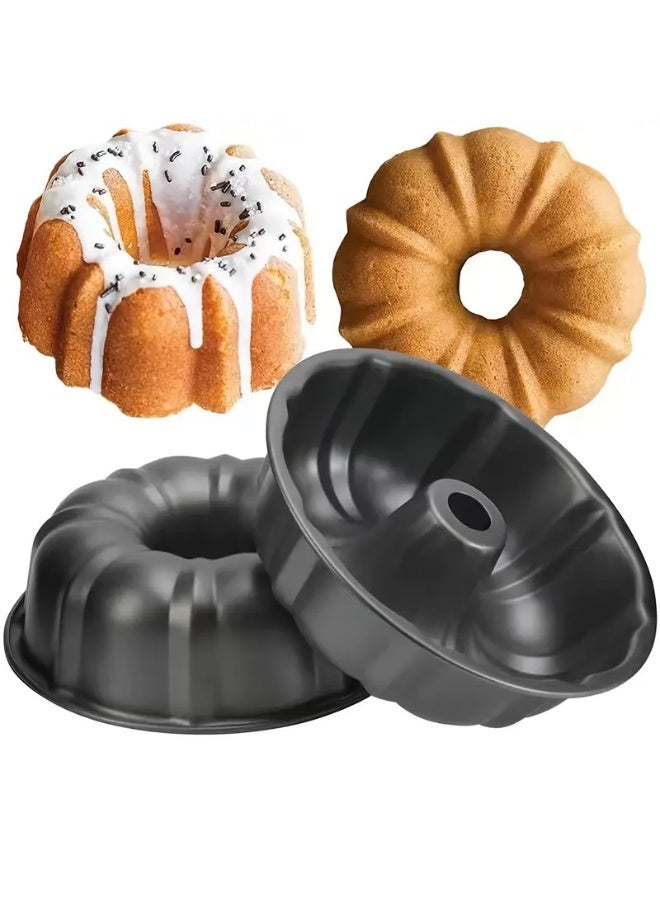 فالمر قالب كيك باندت معدني غير لاصق  شكل زخرفي أنيق لخبز الكيك والحلويات  مقاوم للحرارة وسهل التنظيف(أسود-مقاس 24 * 7 سم) - Image 1