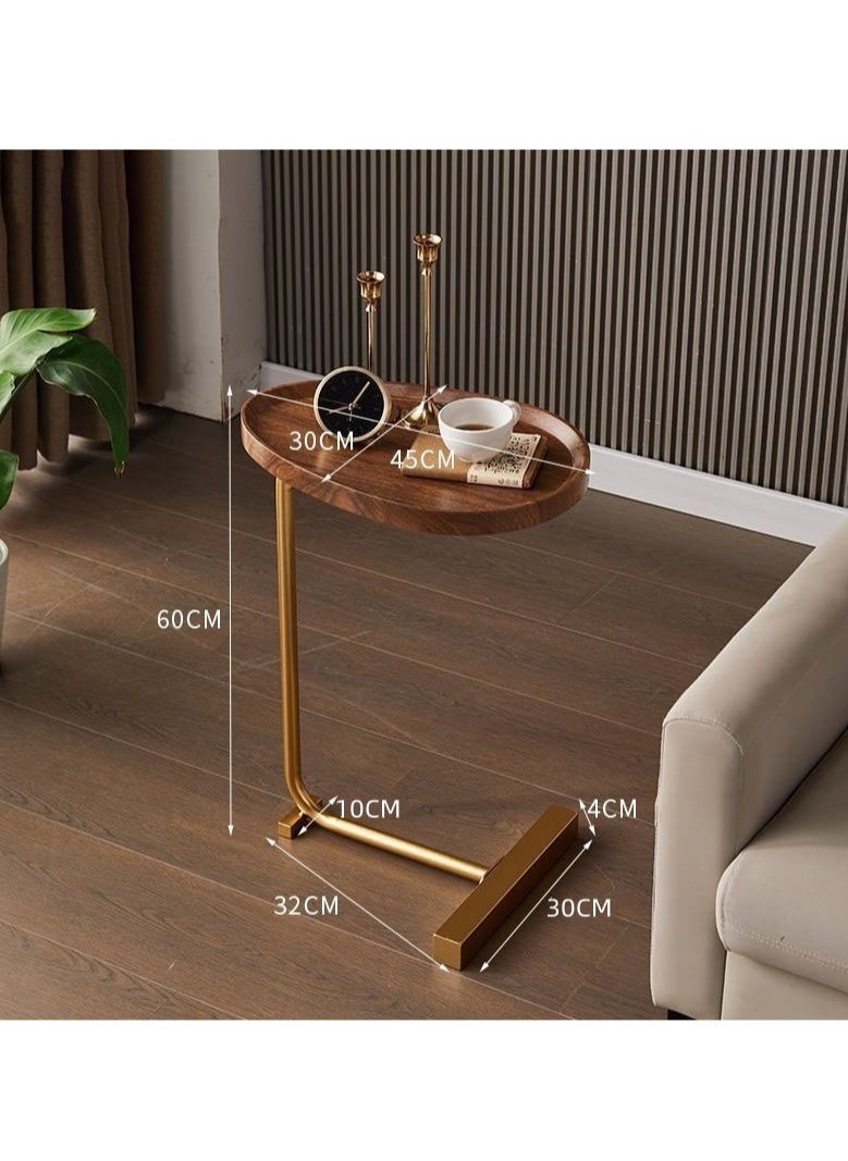 HOOKOR - Sofa Side Table C Shaped End Table Slide Under Sofa Table Couch End Tables for Living Room Bedroom Bathroom Rustic Snack Coffee Laptop Table Egg Oval Shaped Metal Frames Easy Assembly - Image 1