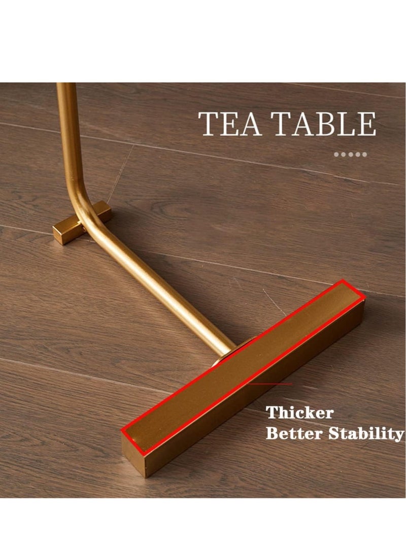 HOOKOR - Sofa Side Table C Shaped End Table Slide Under Sofa Table Couch End Tables for Living Room Bedroom Bathroom Rustic Snack Coffee Laptop Table Egg Oval Shaped Metal Frames Easy Assembly - Image 1