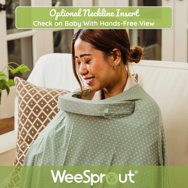 WeeSprout Nursing Cover for Breastfeeding, Feeding Cover for Breastfeeding, Soft & Breathable Nursing Poncho, Neck Insert for Hands-Free View, Machine Washable & Dryer Safe Nursing Cover Up - Image 4