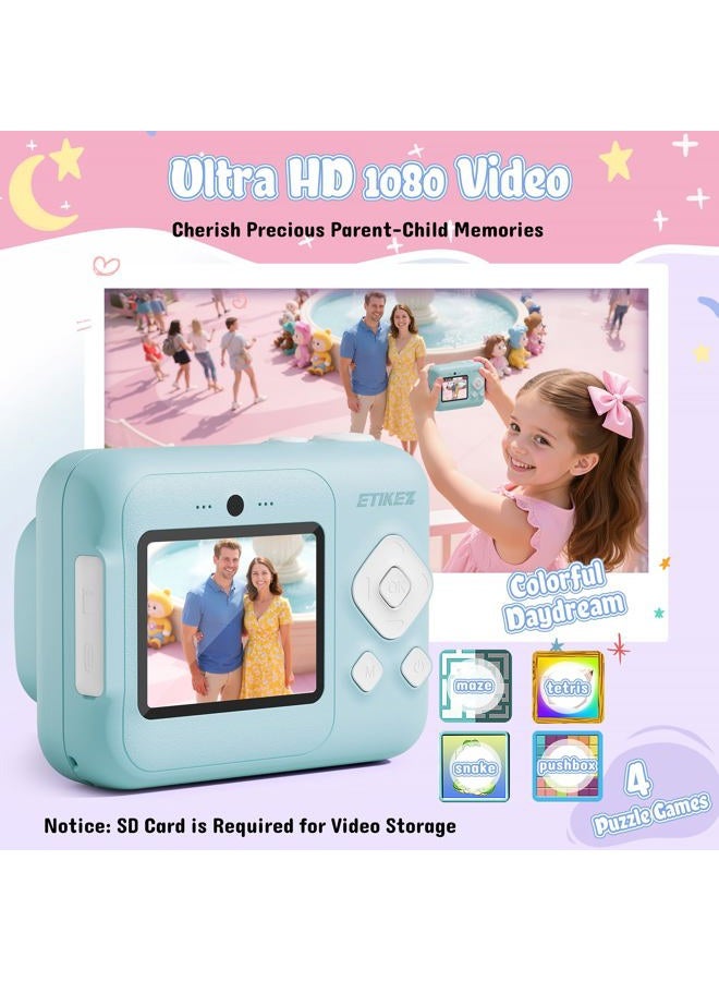 ETIKEZ Kids Camera, 1080P Instant Digital Print Camera for Kids, Christmas Birthday Gifts for 4 5 6 7 8 9 10 Year Old Girls Boys, Portable Toy with 32GB SD Card & 3 Rolls Printing Paper, Blue - Image 4