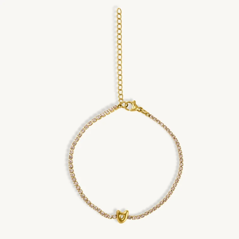 Palmonas 18k Gold Plated Tiny Initial A Motif Bracelet For Women - Waterproof & Anti-Tarnish