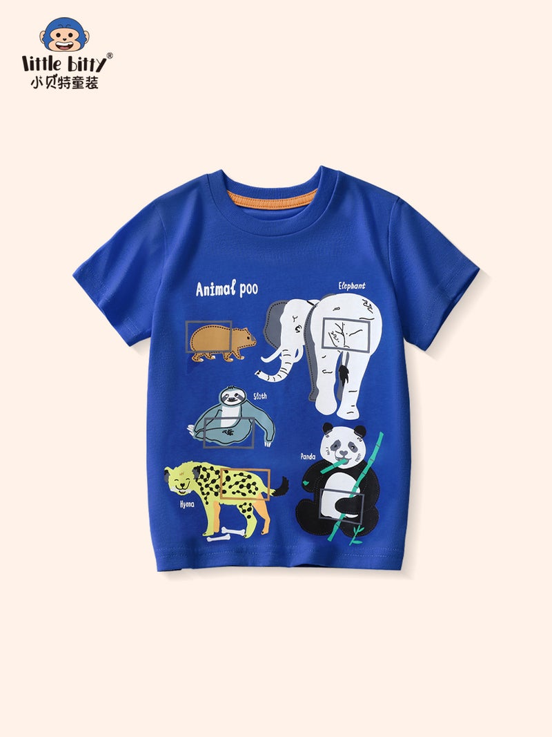 Kids Cartoon Animal Short-Sleeved T-Shirt – Boys' Cotton Summer Top - Image 3