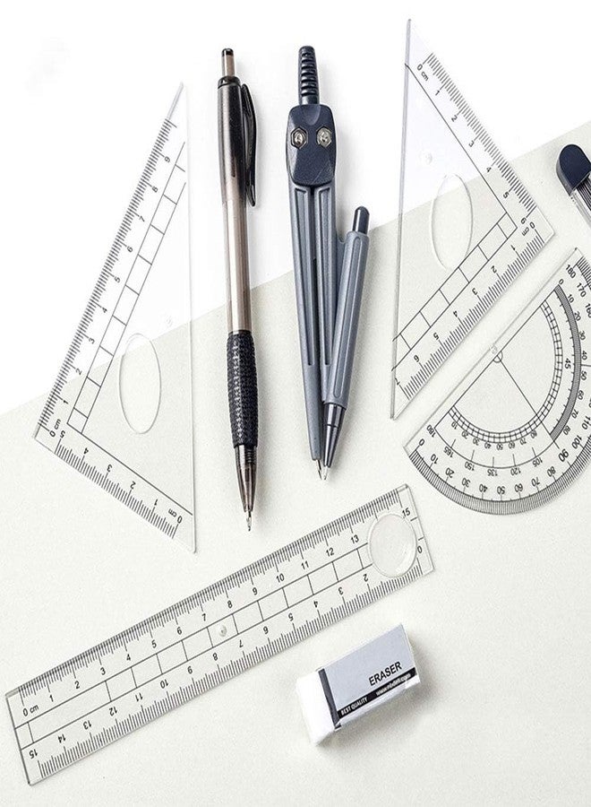 NORACLAN Math Geometry Kit Set 8 Pieces Student Supplies with Shatterproof Storage Box,Includes Rulers,Protractor,Compass,Pencil Lead Refills,Pencil,Eraser.for Students and Engineering Drawings - Image 5