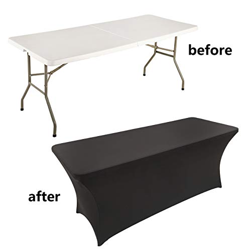 LZY Spandex Fitted Stretch Table Cover for 6 ft or 4ft or 8ft Folding Table, Rectangular Cocktail Tablecloth, Perfect for Party or Banquet (6FT Black) - Image 4
