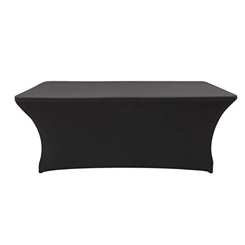 LZY Spandex Fitted Stretch Table Cover for 6 ft or 4ft or 8ft Folding Table, Rectangular Cocktail Tablecloth, Perfect for Party or Banquet (6FT Black) - Image 2