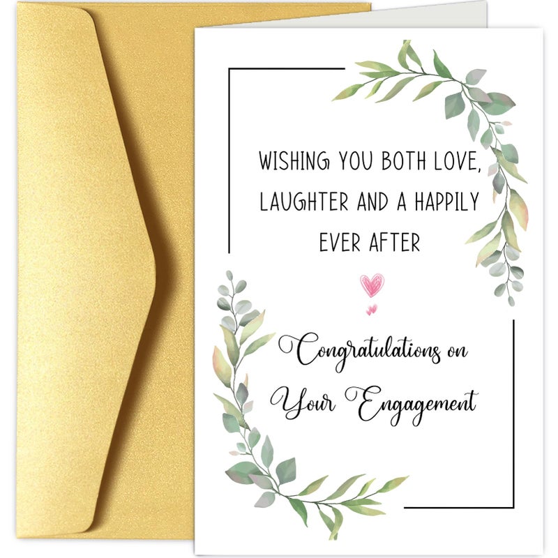 Chenive Engagement Card for Couples, Engaged Card for Her Him, Congratulations on Your Engagement Card, Wishing You Both Love Laughter And A Happily Ever After - Image 1