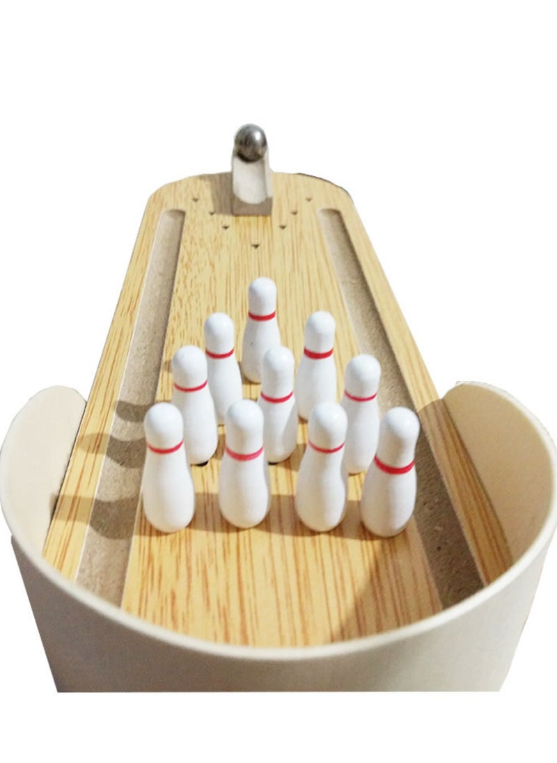 Generic Children's Educational Wooden Toy Mini Bowling, Infant Parent-Child Interactive Desktop Rolling Game  - Image 5