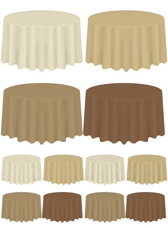 وولاين مجموعة مفارش طاولة بلاستيكية بنية اللون من والين، 12 قطعة، أغطية طاولات دائرية، 4 ألوان متدرجة، مقاومة للماء، مثالية لتزيين طاولات الخريف وعيد الشكر، مقاس 84 بوصة - Image 1