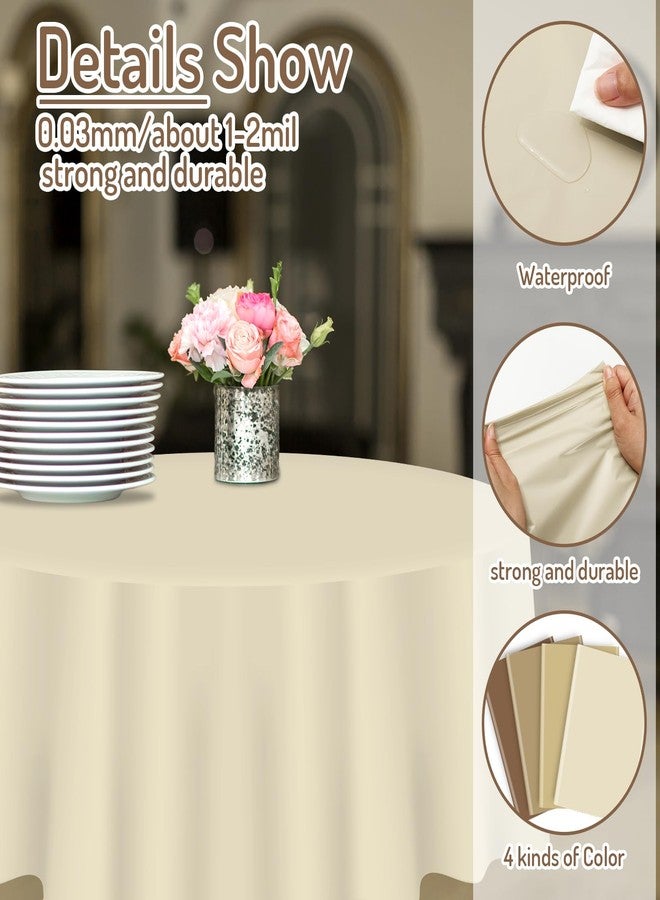 وولاين مجموعة مفارش طاولة بلاستيكية بنية اللون من والين، 12 قطعة، أغطية طاولات دائرية، 4 ألوان متدرجة، مقاومة للماء، مثالية لتزيين طاولات الخريف وعيد الشكر، مقاس 84 بوصة - Image 3