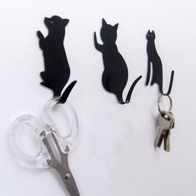 3pcs Black Cat And Dog Metal Hooks With Strong Adhesive Wall Mount No Nails Needed Bendable Tail Hold Up To 500g Utility Storage Hooks - Image 4