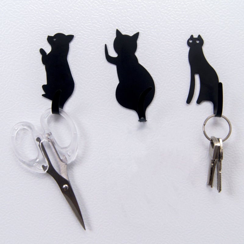 3pcs Black Cat And Dog Metal Hooks With Strong Adhesive Wall Mount No Nails Needed Bendable Tail Hold Up To 500g Utility Storage Hooks - Image 5