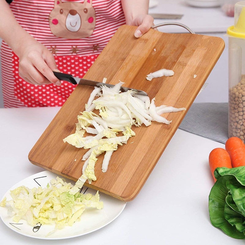 VALAMJI Wooden NonSlip Vegetable Fruit Meat Cutting Slicing Small Surface Chopping Board with Stainless Steel Handle for Kitchen Restaurant - Image 3