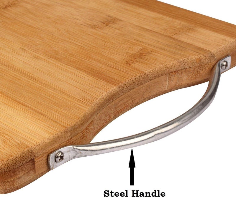 VALAMJI Wooden NonSlip Vegetable Fruit Meat Cutting Slicing Small Surface Chopping Board with Stainless Steel Handle for Kitchen Restaurant - Image 4