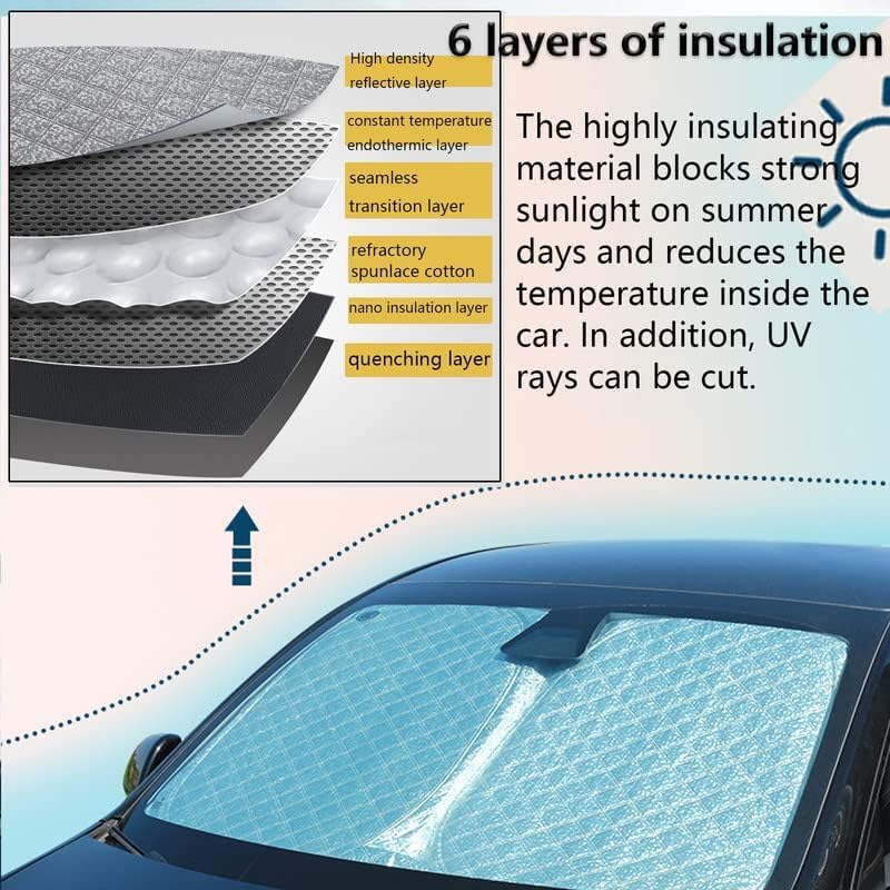 Car Windshield Sun Shade for Jeep Grand Cherokee SUV 2011-2023 - 6-Layer Foldable UV Protection - Image 3