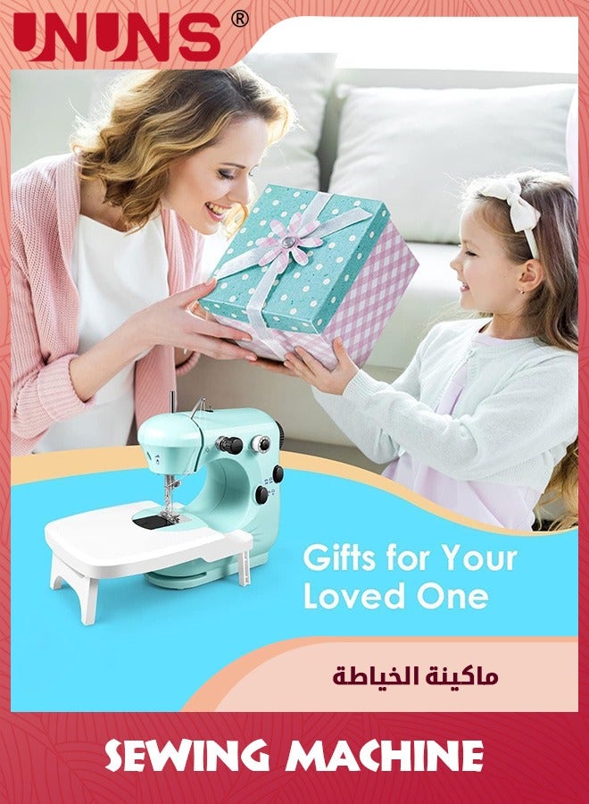 UNUNS ماكينة خياطة صغيرة، ماكينة خياطة كهربائية مع لوحة توسيع، غرزة سريعة مناسبة للملابس والقطع والجينز والسفر المنزلي بنفسك  - Image 4