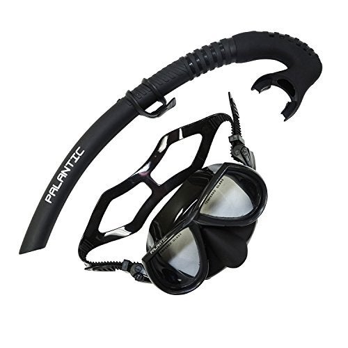 Palantic Scuba Choice Palantic Dive Mask & Flexible Snorkel Combo – Low Volume, Tempered Glass Lens, Silicone Skirt, Comfortable Snorkel Set for Spearfishing, Scuba Diving & Free Diving – Black - Image 1