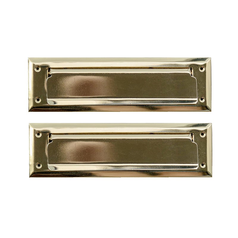 Litlheim Solid Steel Gold Color with Spring Flap Mail Slot Fits to Most Doors Outer Size 10 Inches by 3 inches Set with Front and Rear Piece and Screws - Image 2