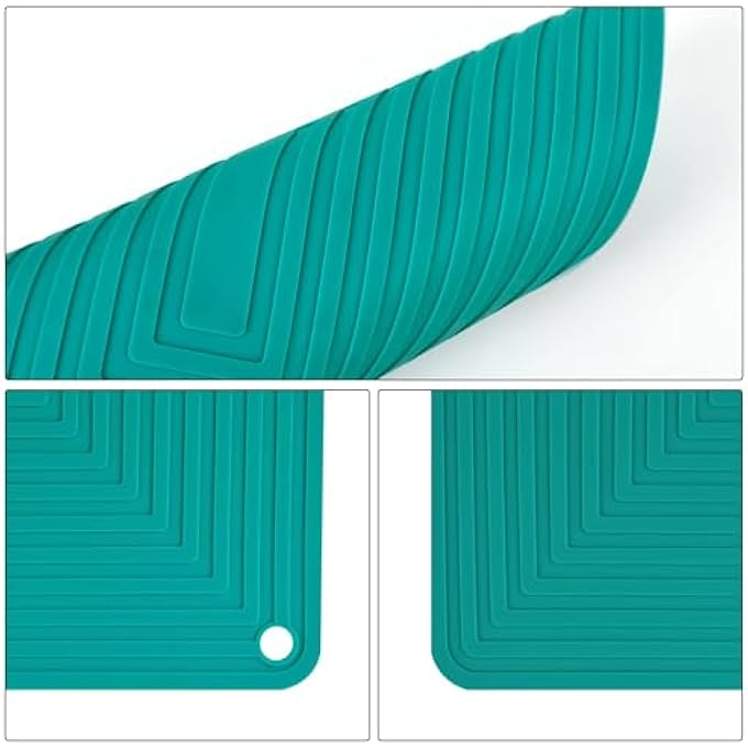 KASTWAVE Silicone Trivets Fit For Hot Pots And Pans Hot Dishes Durable Silicone Pot Holders Multipurpose Silicone Heat Resistant Mat For Kitchen Countertops Teal Silicone Hot Pads Drying Pad 2 Set - Image 3