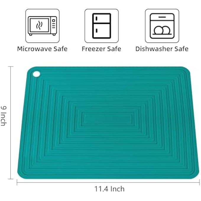 KASTWAVE Silicone Trivets Fit For Hot Pots And Pans Hot Dishes Durable Silicone Pot Holders Multipurpose Silicone Heat Resistant Mat For Kitchen Countertops Teal Silicone Hot Pads Drying Pad 2 Set - Image 4