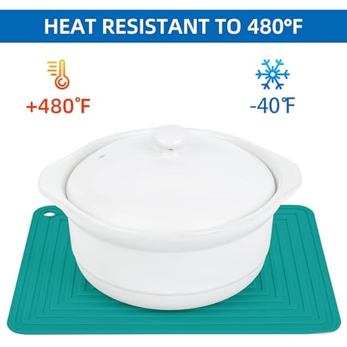 KASTWAVE Silicone Trivets Fit For Hot Pots And Pans Hot Dishes Durable Silicone Pot Holders Multipurpose Silicone Heat Resistant Mat For Kitchen Countertops Teal Silicone Hot Pads Drying Pad 2 Set - Image 5