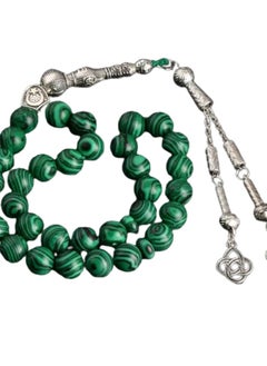 Hilalful HilalFul Prayer Beads - Malachite | Natural Stone | Rosary Beads for Dhikr, Prayer For Adults | Islamic Gift Eid, Ramadan, Wedding, Anniversary, Birthday | 33 Beads  - Image 3