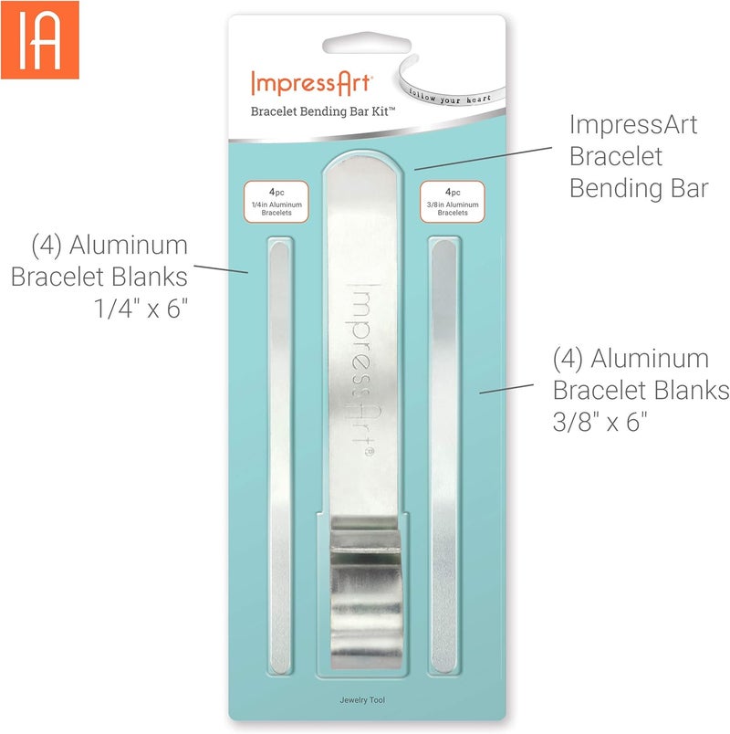 ImpressArt - طقم قضيب ثني الأساور، أداة لثني الأساور الفارغة المعدنية، والأساور المفتوحة، والأساور الدائرية لختم المعادن ونقش المعادن، طقم قضيب ثني الأساور، معدني - Image 2