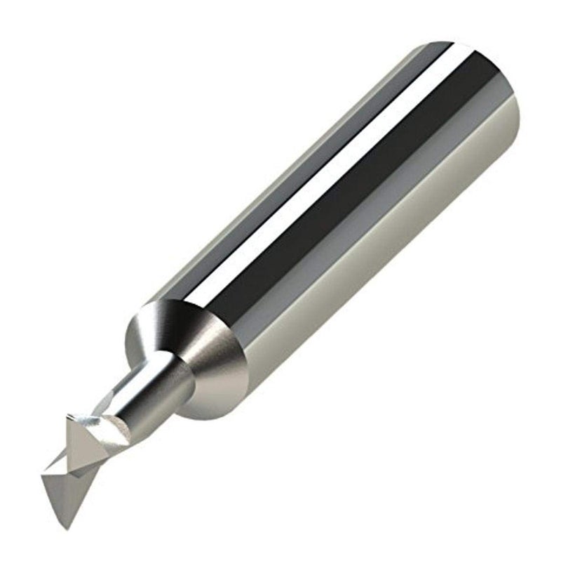 DT-125-060-010X Dovetail Cutter, 60° Included Angle, .065" LOC, 1/8" Cutter Dia, .065" Neck Dia, 1/8" Neck Length, .010" Corner Rad, 2 Fl, 1/8" Shank Dia, 1-1/2" OAL, AlTiN