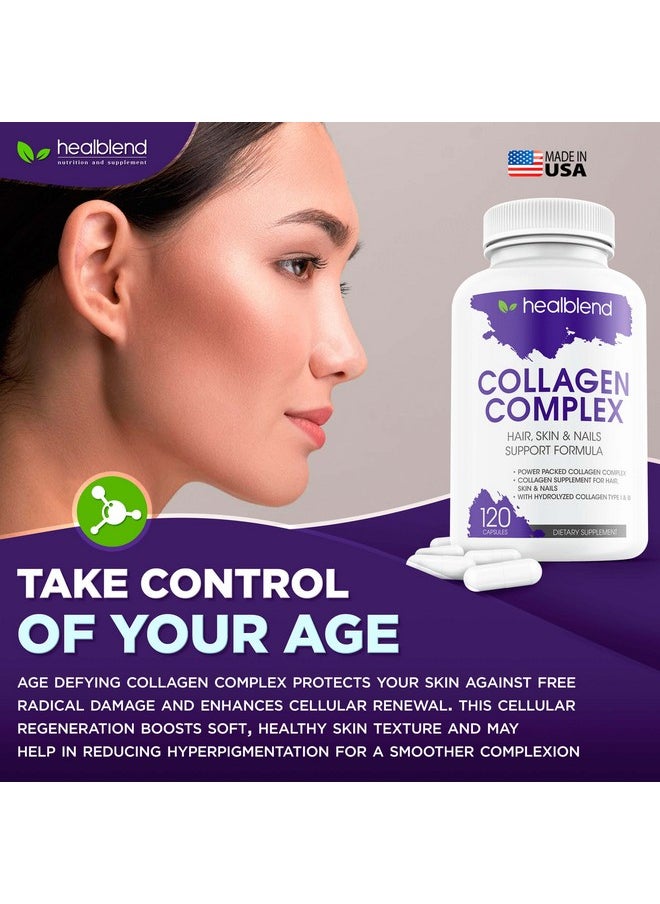 healblend - Collagen Complex Hydrolyzed Collagen Supplement For Women And Men Antiaging And Healthy Joints Healthy Skin Hair And Nails (120 Capsules) - Image 1