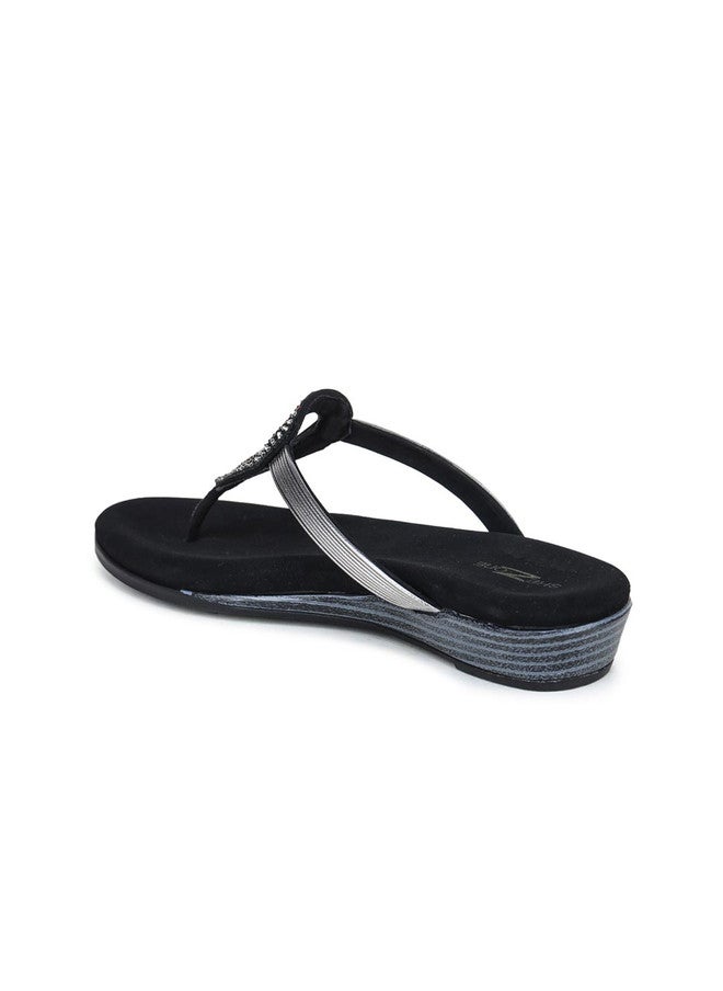 She Zone صنادل مفتوحة من الأمام للسيدات باللون الأسود - Image 3