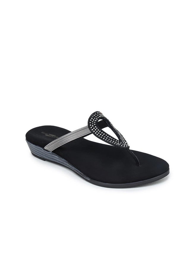 She Zone صنادل مفتوحة من الأمام للسيدات باللون الأسود - Image 2