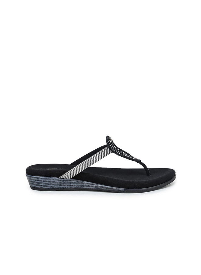 She Zone صنادل مفتوحة من الأمام للسيدات باللون الأسود - Image 4