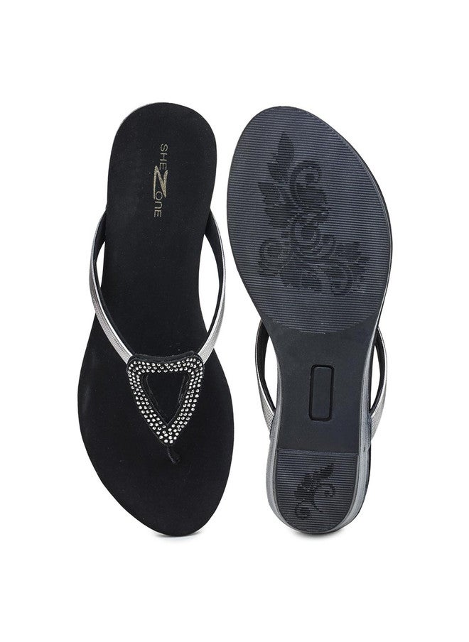 She Zone صنادل مفتوحة من الأمام للسيدات باللون الأسود - Image 5