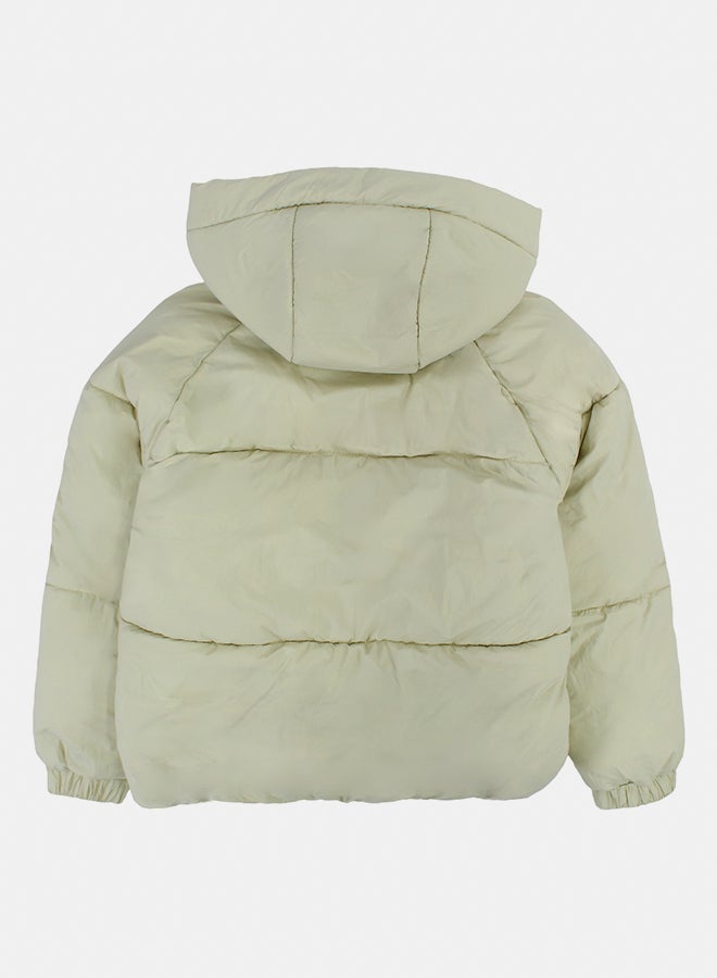 Pompelo Girls Waterproof Hooded Jacket – Beige - Image 2