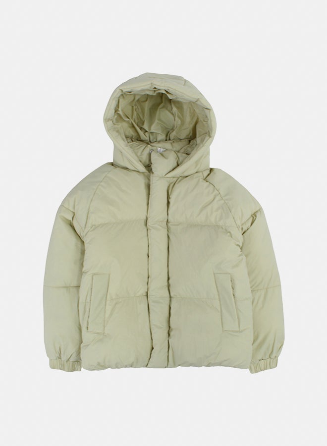 Pompelo Girls Waterproof Hooded Jacket – Beige - Image 1
