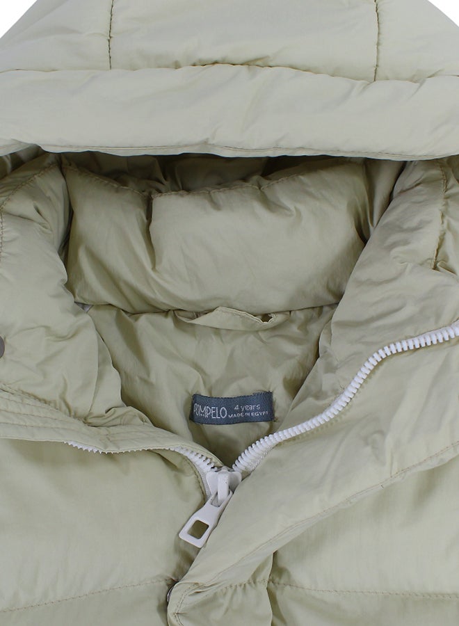 Pompelo Girls Waterproof Hooded Jacket – Beige - Image 3