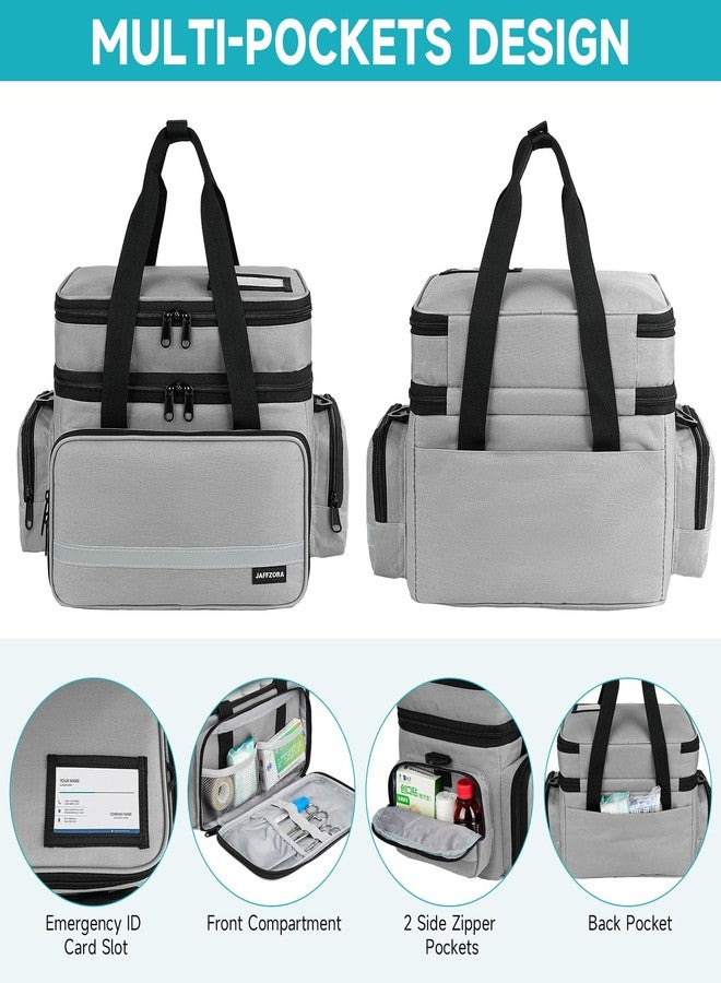 Jaffzora Large Pill Bottle Organizer, Double Layers Medicine Storage Bag with Lockable Zippers and Shoulder Strap,Medication Travel Bag for Prescription Bottles, Vitamins & Medical Supplies, Gray (Bag Only) - Image 4