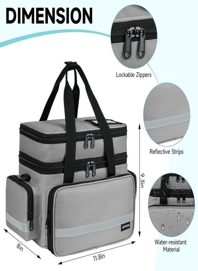 Jaffzora Large Pill Bottle Organizer, Double Layers Medicine Storage Bag with Lockable Zippers and Shoulder Strap,Medication Travel Bag for Prescription Bottles, Vitamins & Medical Supplies, Gray (Bag Only) - Image 5