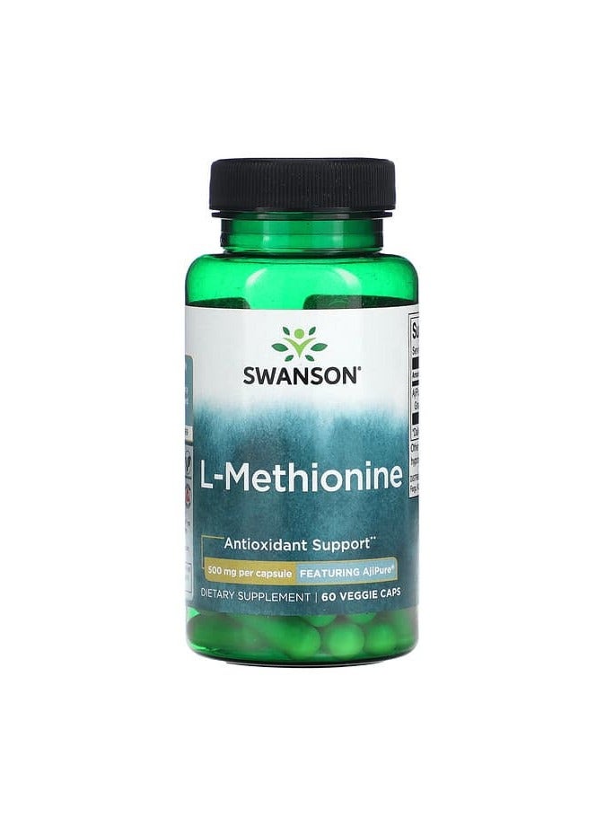 SWANSON L-Methionine, Featuring AjiPure, 500 mg, 60 Veggie Caps