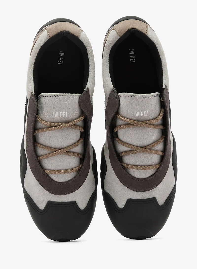 Jw Pei Grey Mix Caitlin Faux Suede Lace up Ballerina Sneakers for Women | Best Price UAE