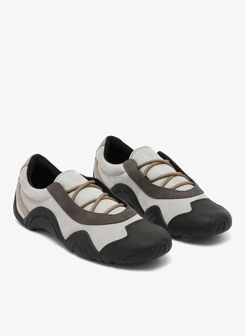 Jw Pei Grey Mix Caitlin Faux Suede Lace up Ballerina Sneakers for Women | Best Price UAE